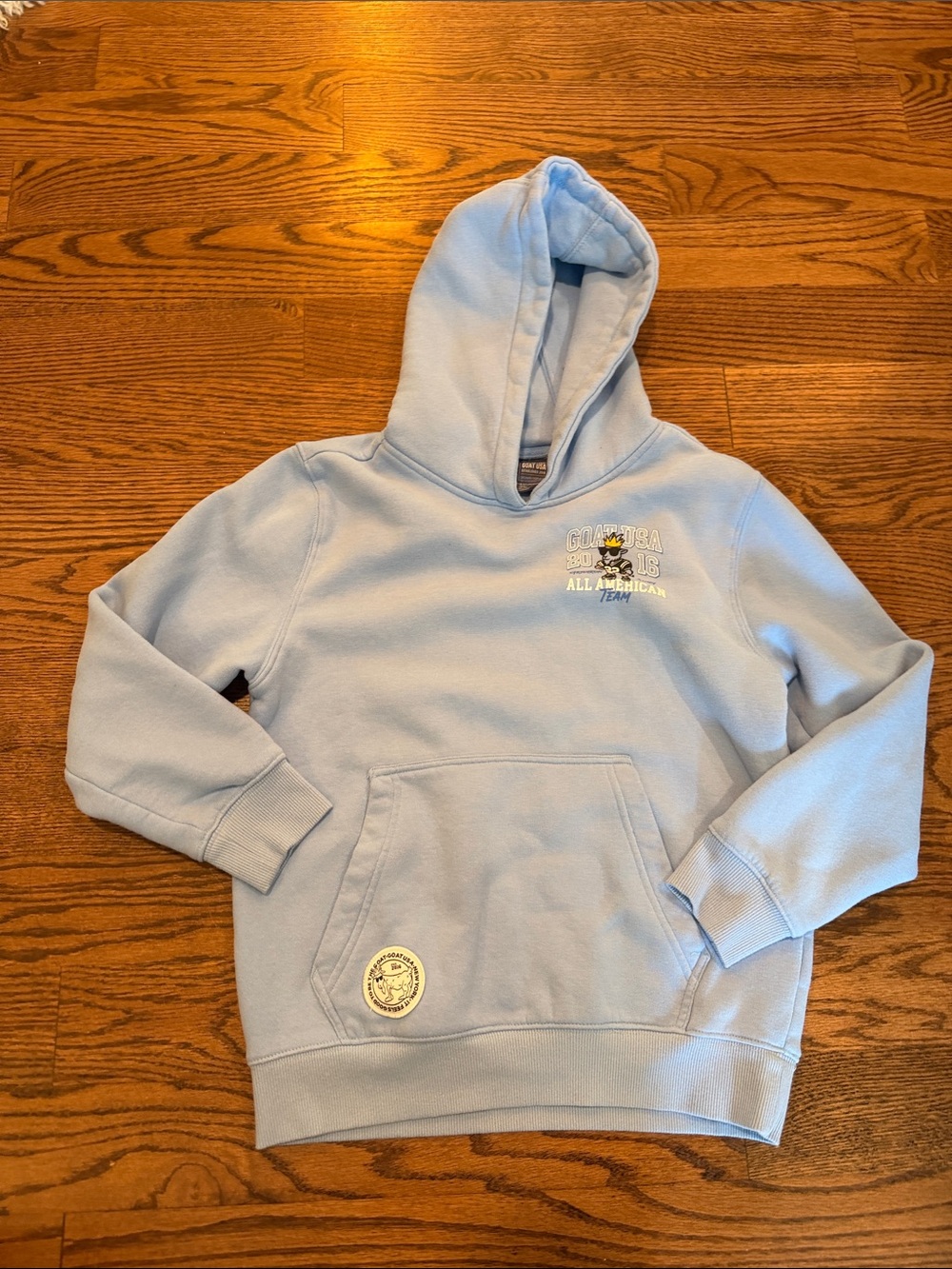 GOAT USA Light Blue Fooatball  Pullover Hoodie Size Youth Large